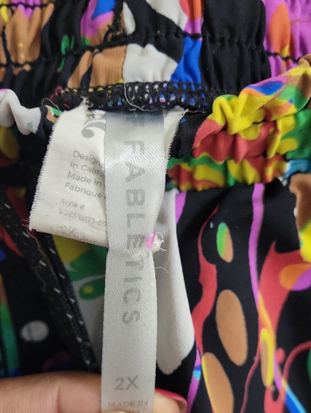 Fabletics Multicolor Splash Print Athletic Shorts - Black Base with Neon Accents - Picture 2 of 4